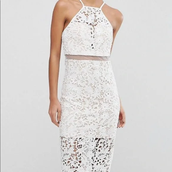 love triangle | Dresses | White Triangle White Lace Halter Dress Sz 6 |  Poshmark